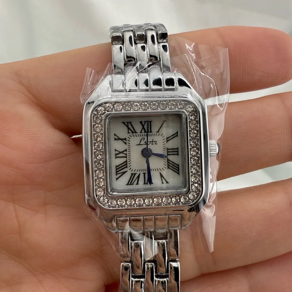 Classic Panthere silver rectangle stainless women’s watch Adjustable Strap Tool